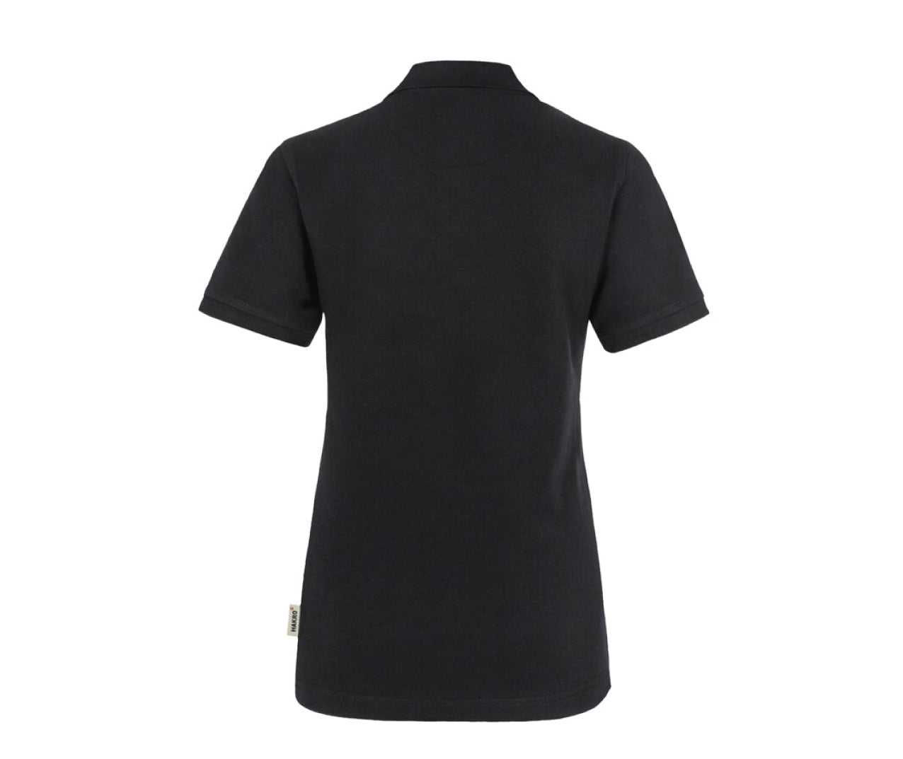 Schwarzes Polo-Shirt (Rückseite) blanko.