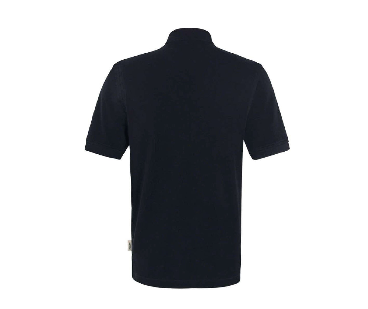 Rückseite eines schwarzen Polo-Shirts blanko